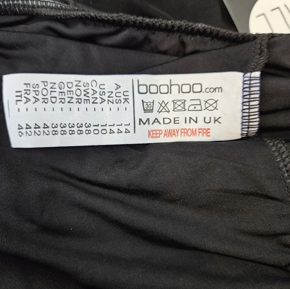 NWT BooHoo Tall Anna Slinky Wrap Front Black Bodysuit Size 14 Women's Tall‎ B7 - Picture 9 of 10